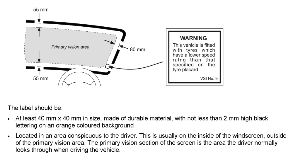Tyre Warning Label - Warning Labels - Mark Dewhurst Automotive Engineering